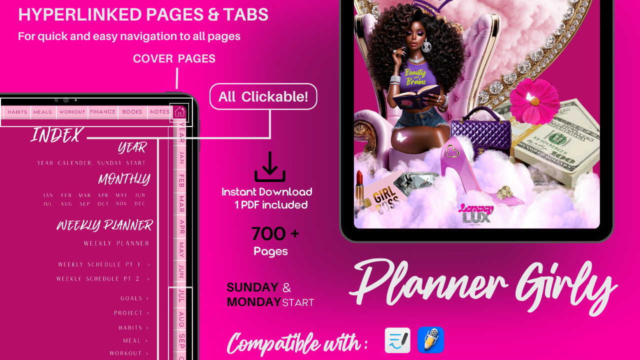 PLANNER GIRLY | DIGITAL PLANNER